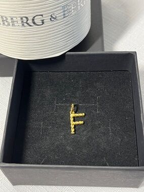 New Hillberg & Berk Gold Letter 'F' Pendant. 14K GOLD VERMEIL LETTER CHARM